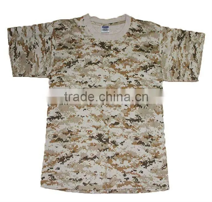 Mens 100%cotton woodland camo military t-shirt; army jungle camouflage training tshirt