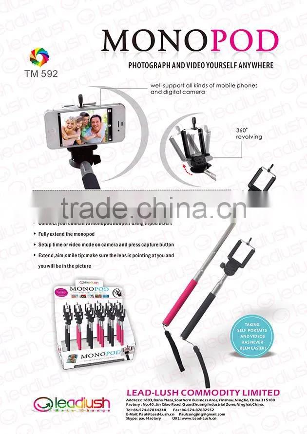 Selfie stick+bluetooth remote