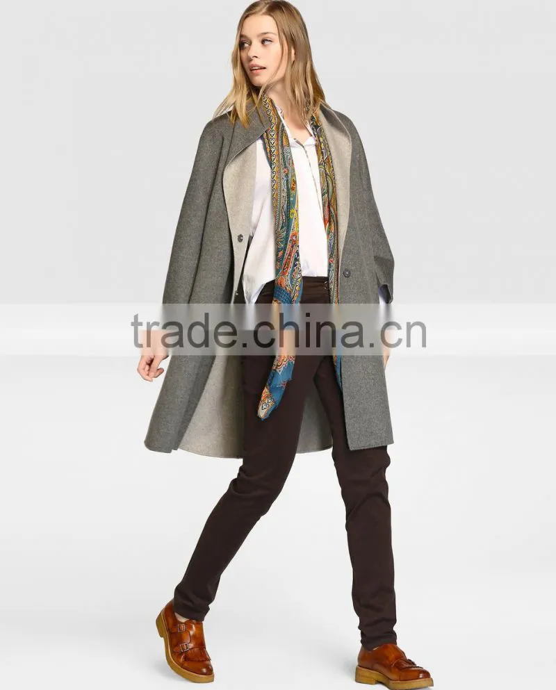 Latest Designs Gray Fur Coat Women Long Loose Winter Keep Warm Coat without Hooded Wholesale