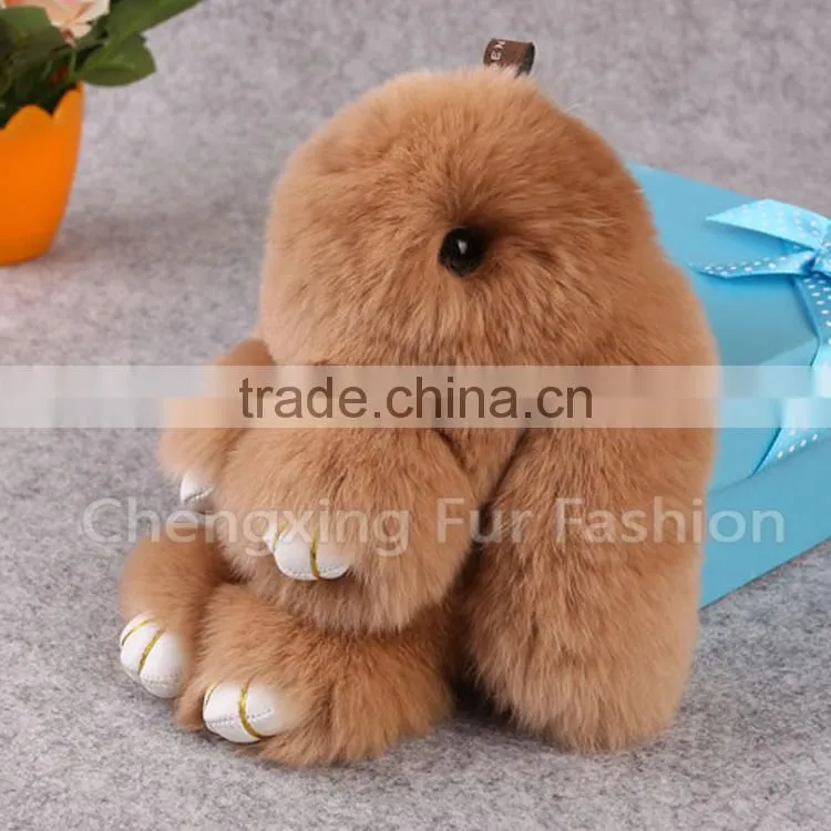 CX-R-10A Fancy Genuine Rex Rabbit Fur Bunny Fur Keychain Bag Charm