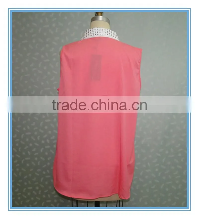 2016 Ladies Chiffon Coral Beaded Tank Top