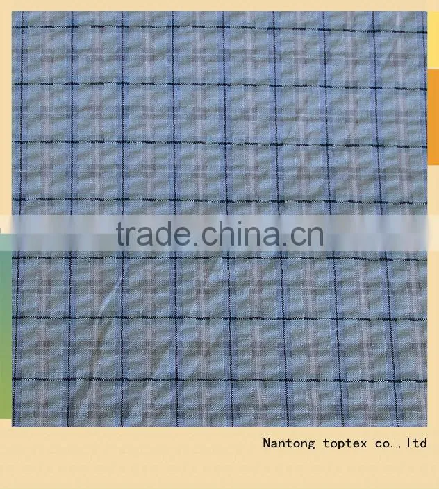 100% cotton yarn dyed seersucker fabric