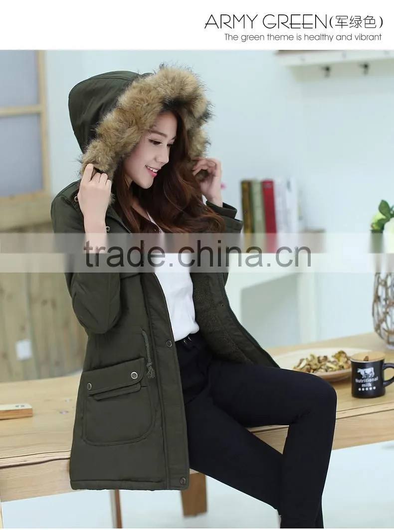 2015 New Design Winter Long Women Cotton Parka