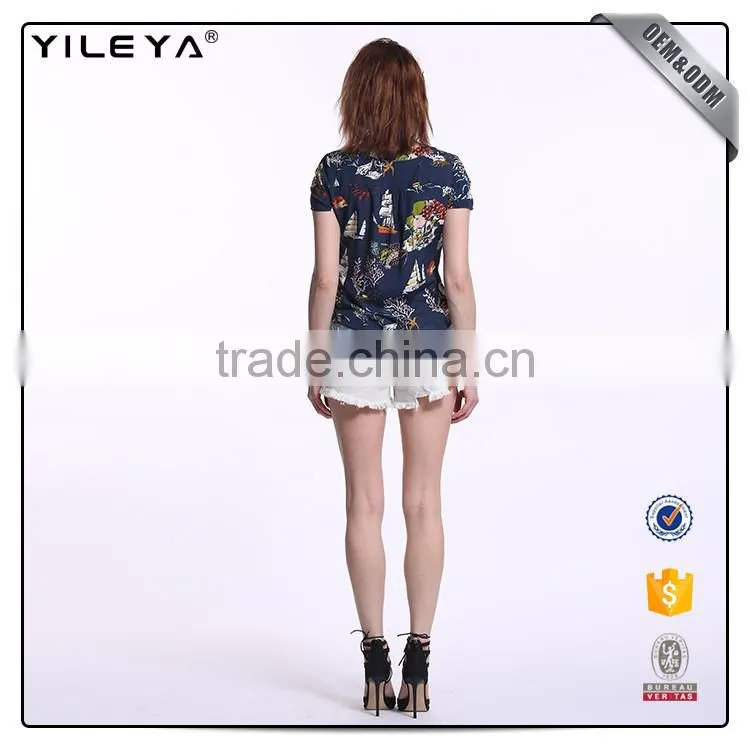 With pattern cheap women top,cheap custom t shirt,custom logo t shirt