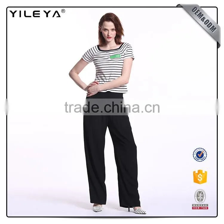 China manufacturer striped white short sleeve ladies t-shirt