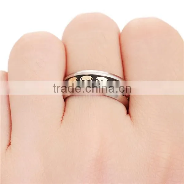 Stainless Steel Unadjustable Rings Silver Tone Golden Skull