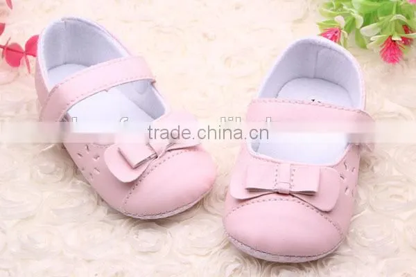 PU Leather Princess Bow Girls Kids Newborn Baby Flat First Walkers Shoes