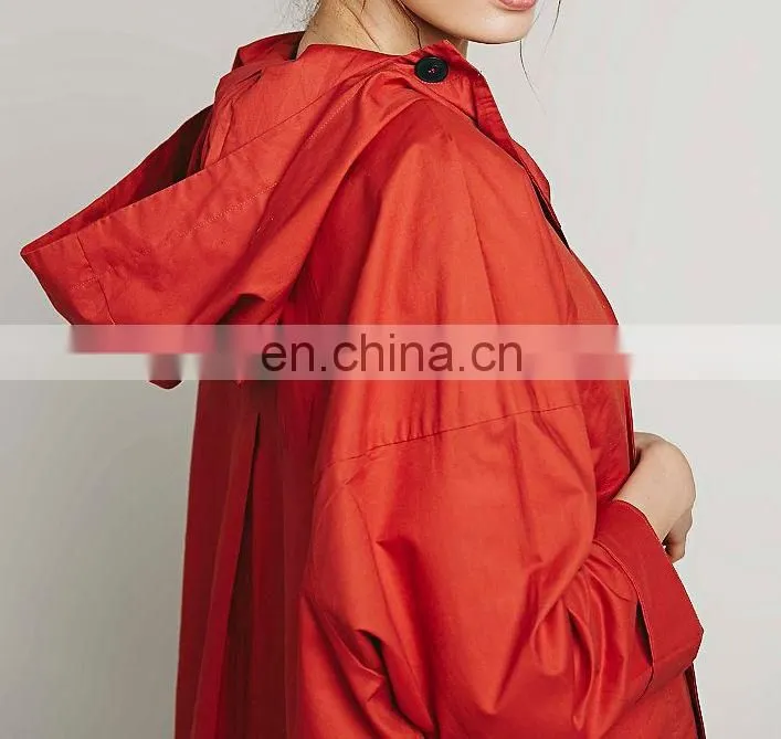 Orange color dolphin hem ladies anorak,fashion woman jacket, hoody jacket fashion
