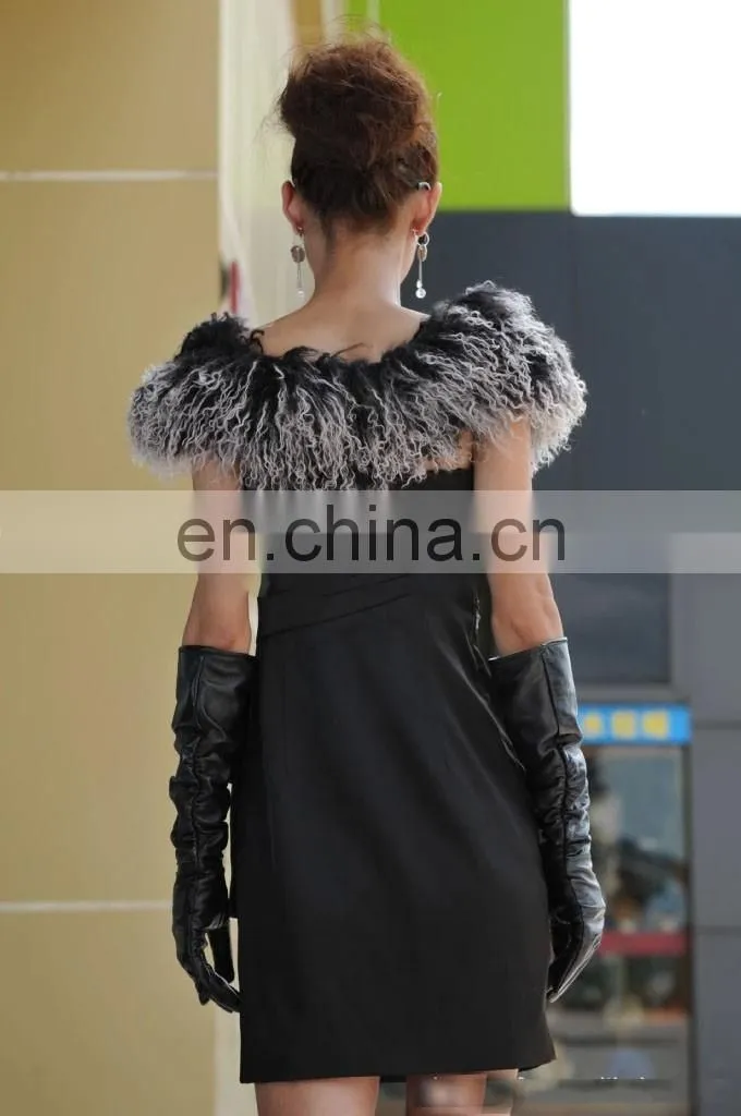 Mongolian Lamb Fur Shawl cape for ladies