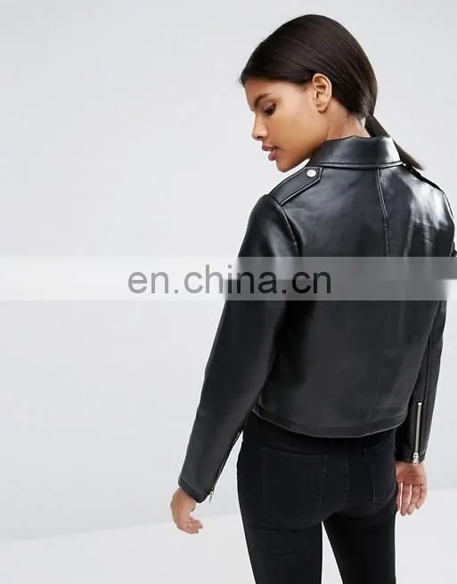 2017 latest fashion women motorcycle short leather jackets