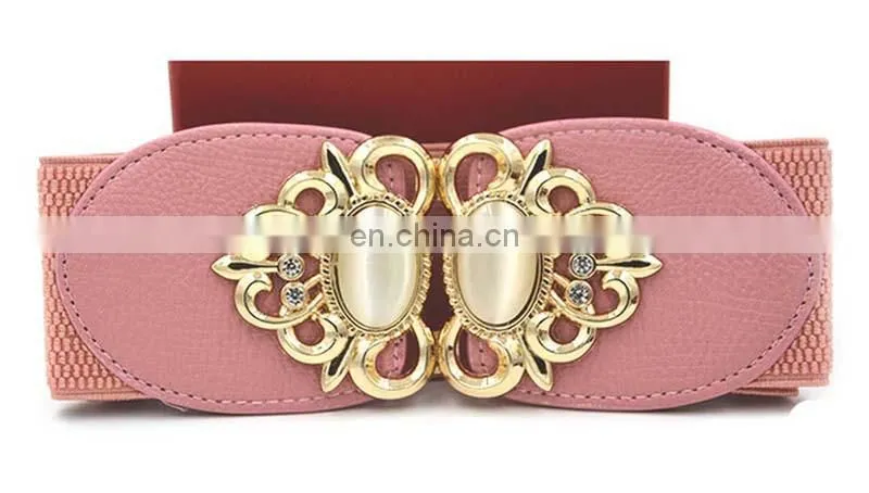 factory customize wholesale woman ladies metal mirror wide waist belt with chain