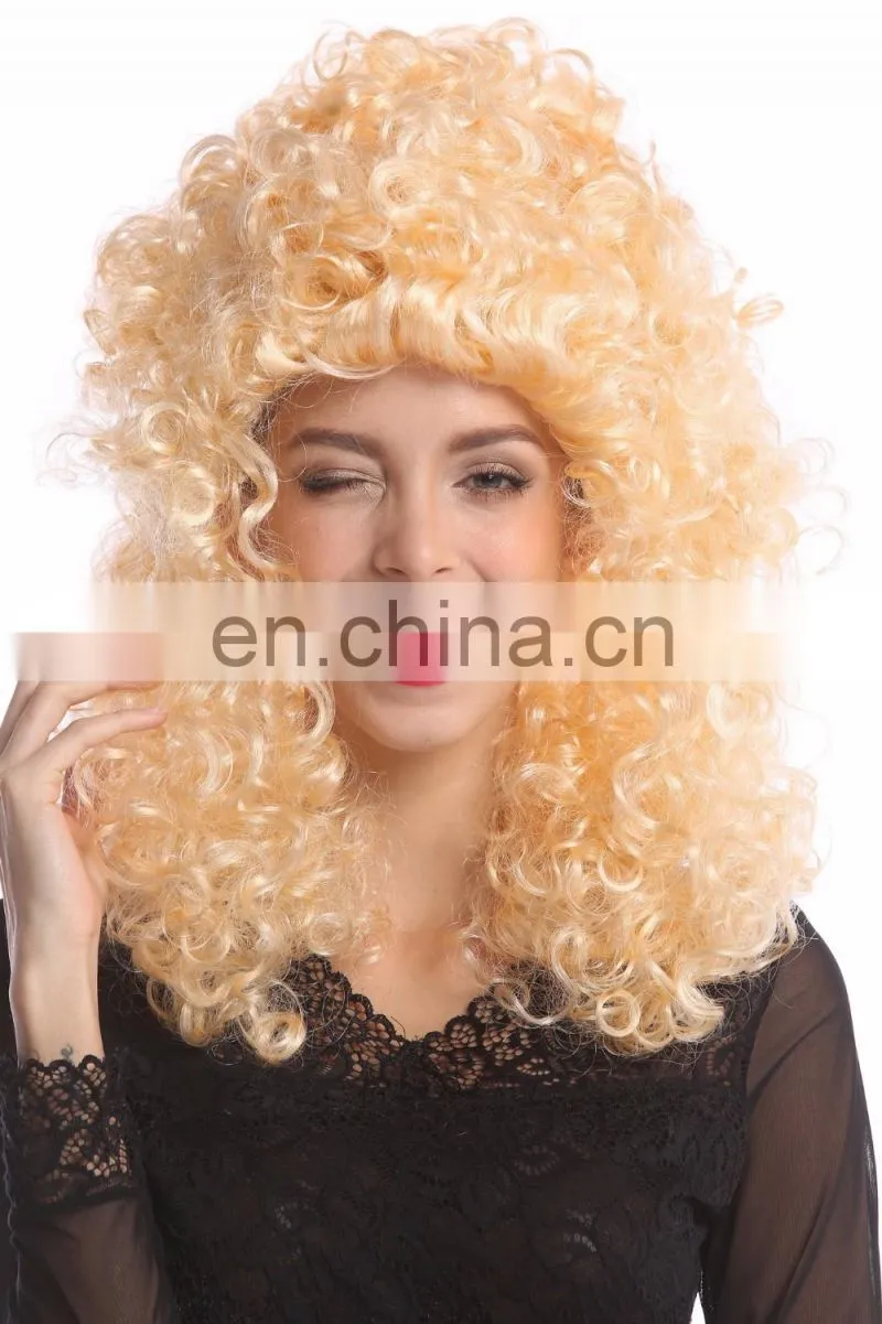 Carnival blond huge curly wigs P-W220