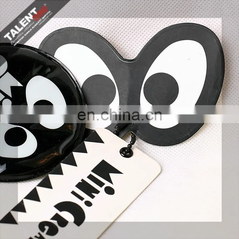 Custom paper printed Black Punched Shape Hangtag With PVC Cotton Filling Pendant for kid's Garment