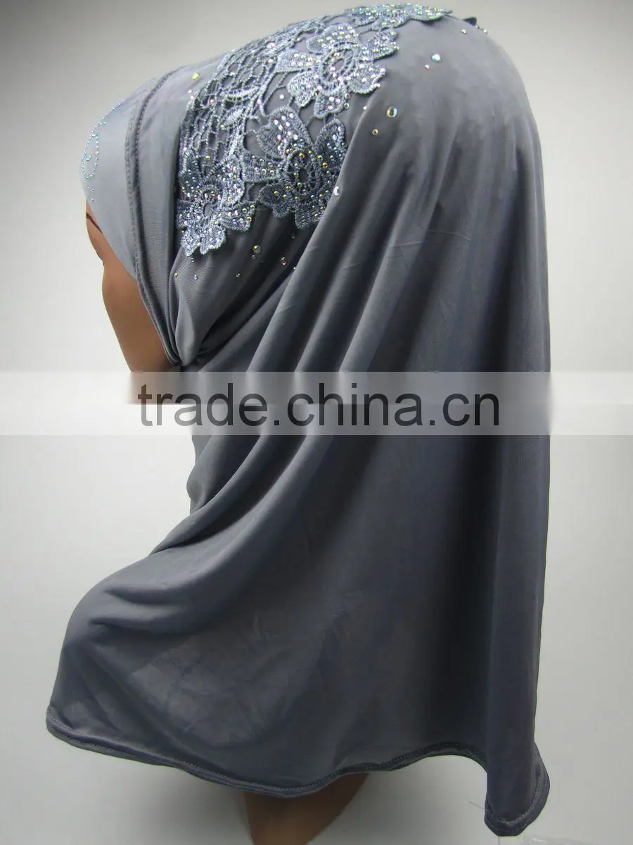 Latest design spring Applique MUSLIM HIJAB with 12colors islamic flower headscarf shawl