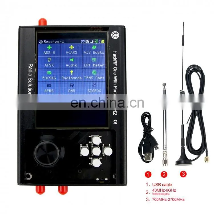 1MHz-6GHz Assembled PortaPack H2 + HackRF + 2pcs Antennas + Data Cable SDR Software Defined Radio