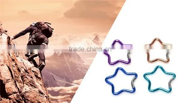 Metal fashion printing star carabiner aluminium hook
