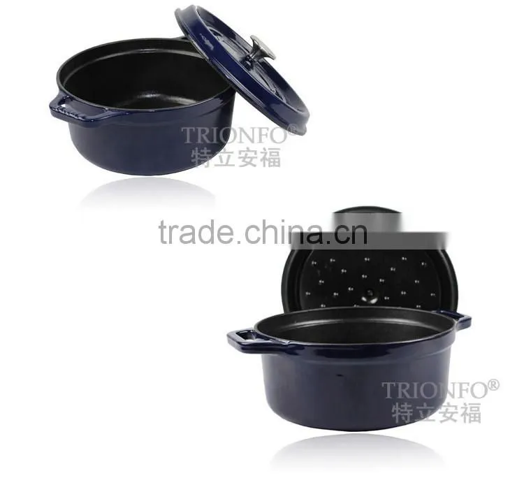 Trionfo blue pot pre-seasoned cast iron cookware enameled casserole hot pot