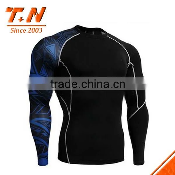 Long Sleeve Great Quality design custom Sublimation MMA Rash Guards with high stretch lycra spandex UV 50+ protection