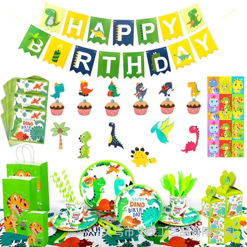 Ningbo Partyking New Arrival Kids Dinosaur theme cartoon party set Party Supplies 3
