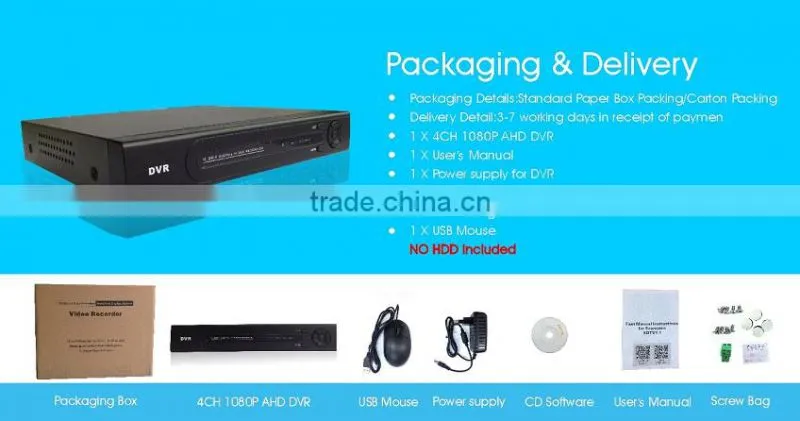 4ch 1080P H.264 AHD DVR 1 SATA analog high definition DVR 3G/WIFI DC12V 2A