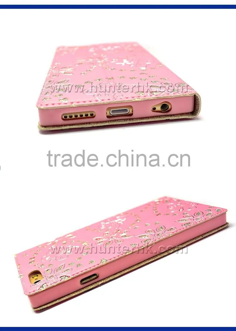 Diamond Leaf Two Window Book Case For iPhone6/6S
