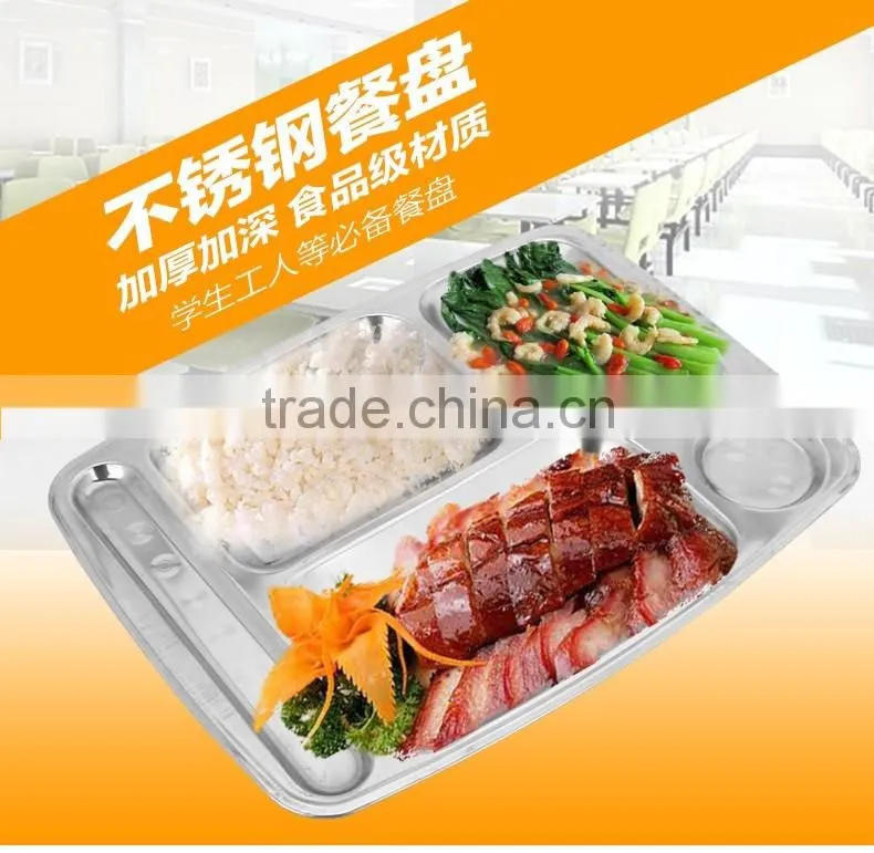 Wholesale Stainless Steel 5 Compartments Lunch box/Tiffin box/ student lunch plate