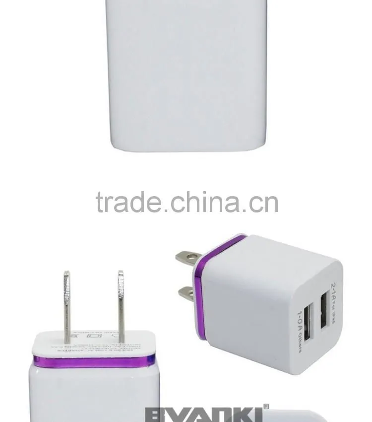 new products 2016 universal 2.1A small fast selling items travel wall charger 2 usb port home charger with Aluminum rim