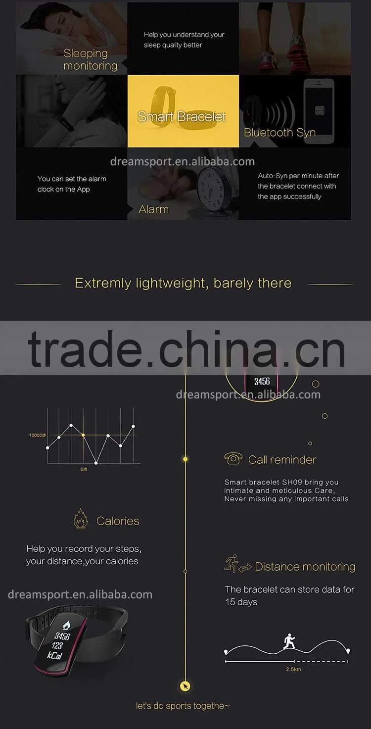 New Arrival Bluetooth Bracelet Activity Tracker Pedometer Sleep Monitor Sync with IOS Android