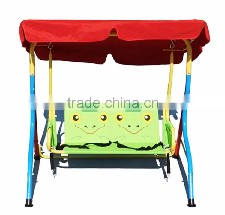 Lovely Cartoon Safety Baby Cradle Swing Metal Kids Patio Swing With Canopy