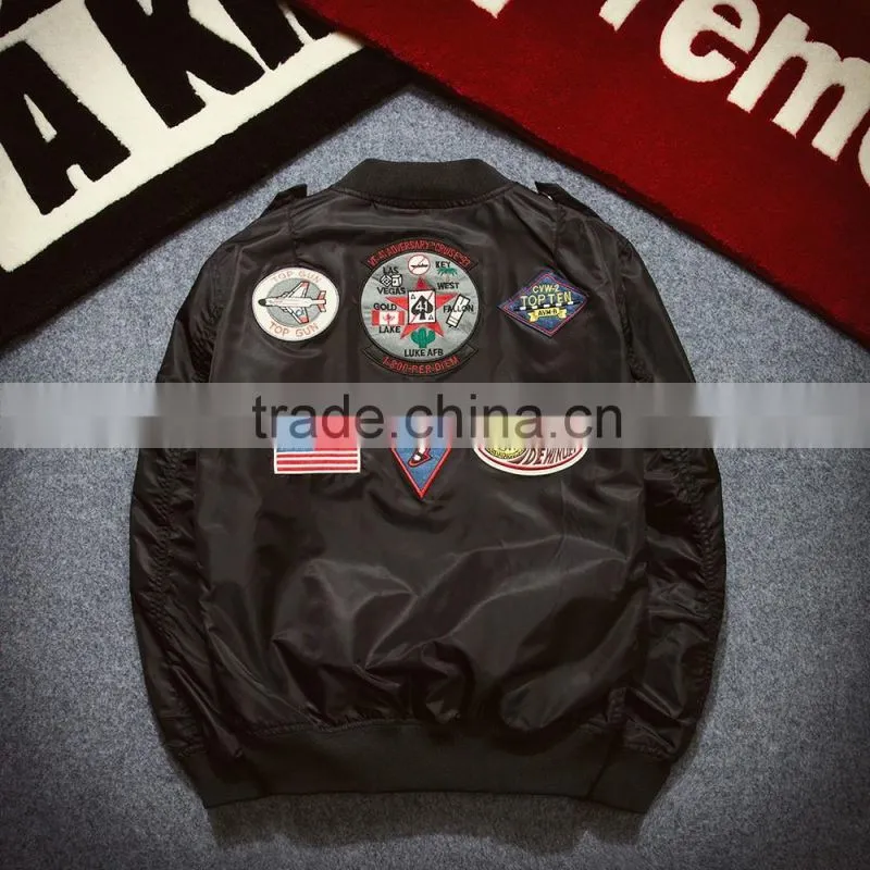 2016 Fashion Quality Embroidered Baseball Jacket for Men's Military Air Force Bomber Jacket Wholesale