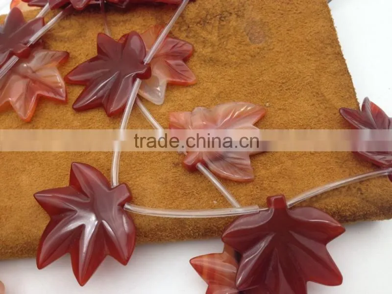Wholesale price natural Mixted Color Agate stone Leaf gemstone shape Carved Leaf semi precious loose gemstone beads