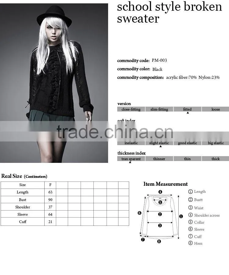 PM-003 Top Sale Fashion Girls Western School Uniform Style Broken Sweater