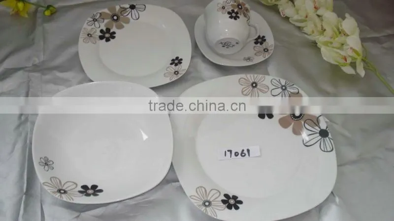 30pcs full decal glazed plated tableware set