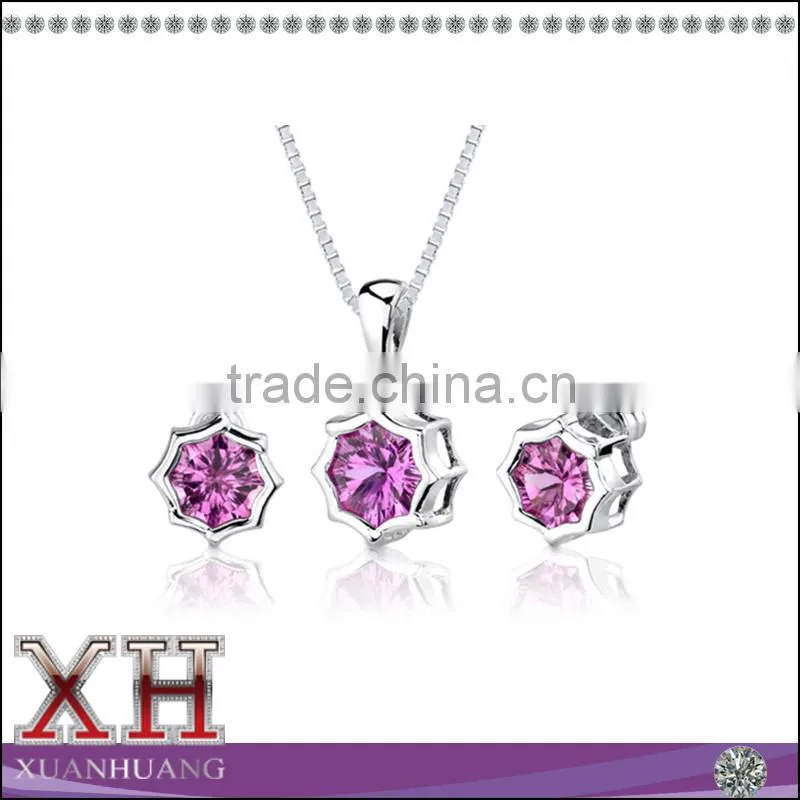 Colorful Women Snowflake Jewelry Set Snowflake Necklace Earrings Jewelry Set