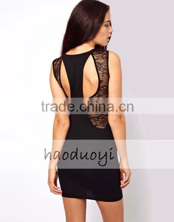 2015 new arrival high end sexy lace skinny stiching fashion dress for women