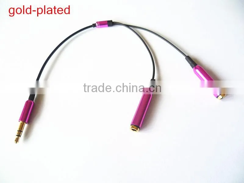 Gold plated DC3.5 m to 2*female audio splitter cable