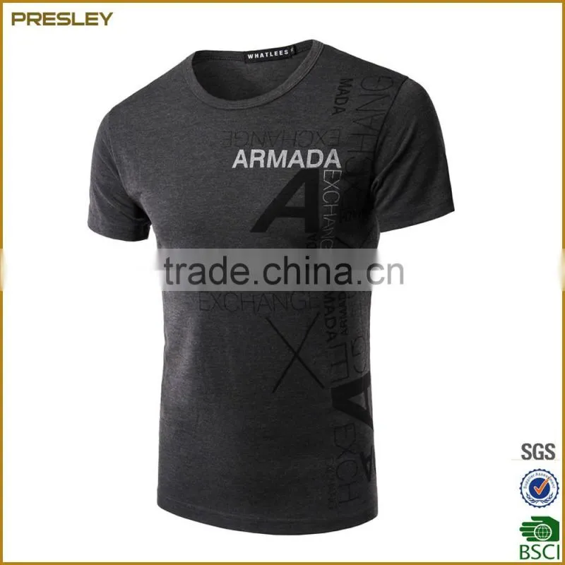 2016 Hot sell Men's Presrhinked 180gsm Single Jersey Cotton 100% T-Shirts With Silkscree Printing For Promotion
