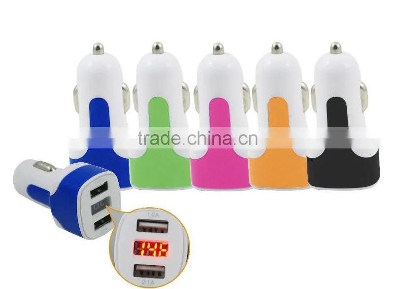 Faste Charging Dual Car Charger For iPhone Samsung with LCD Display
