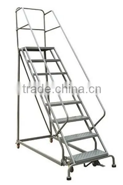 Warehouse Mobile Platform Ladder With Wheels