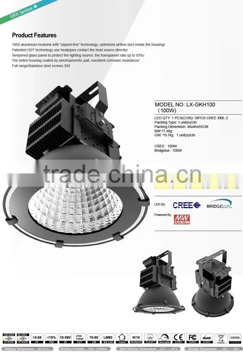High efficacy 120LM UL CE ROSH meanwell driver tennis court led flood light