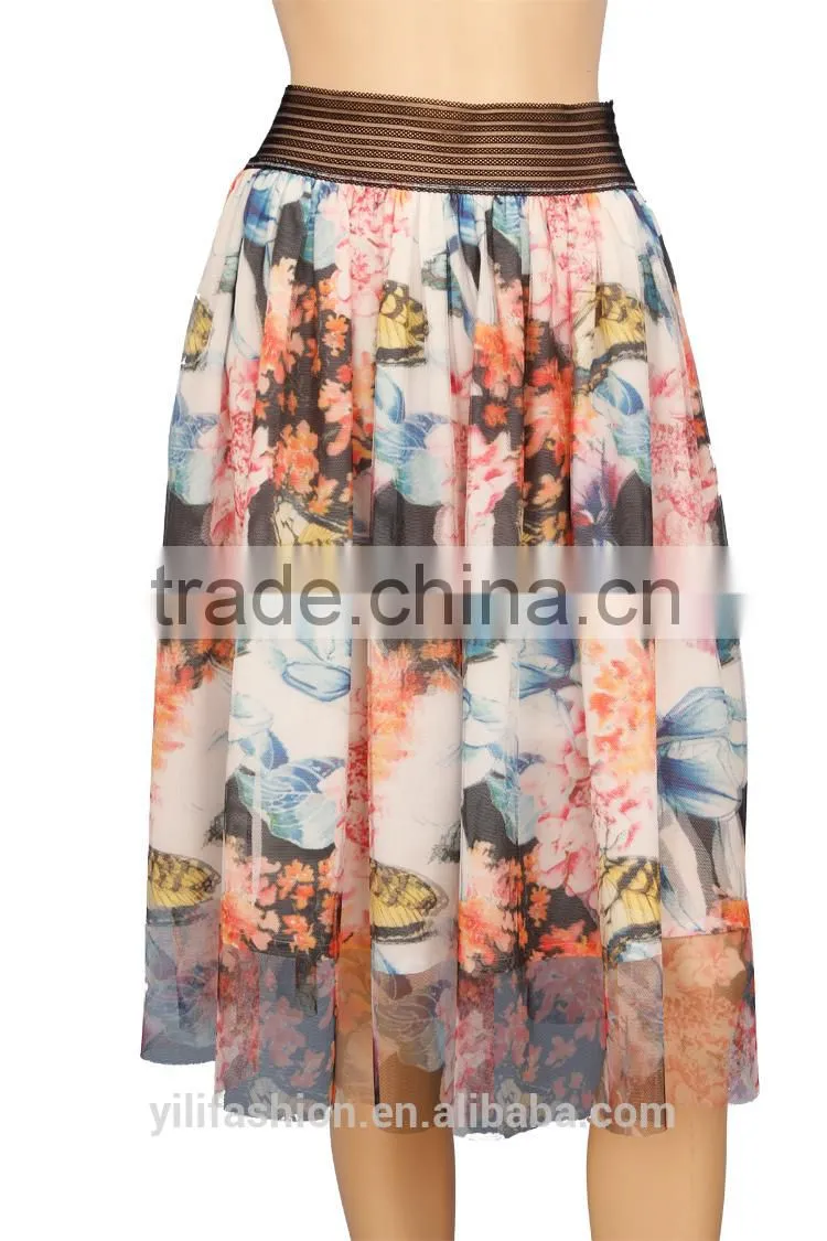 2015 fashion girls floral skirts luxury designer clothes for 18-30 days