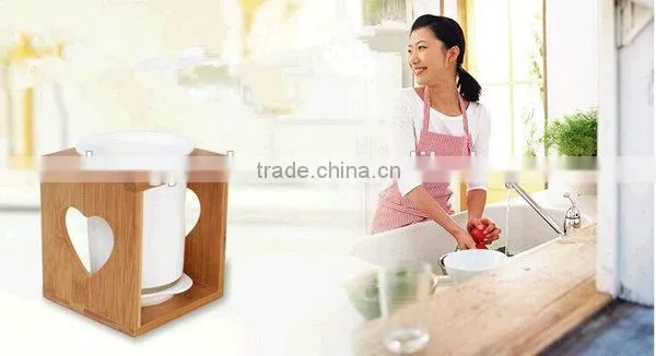 ceramic and bamboo stand for spoons and forks