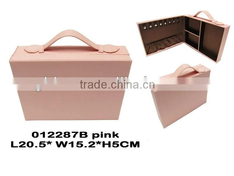 Square fabric travel jewelry box in pink, NEW!