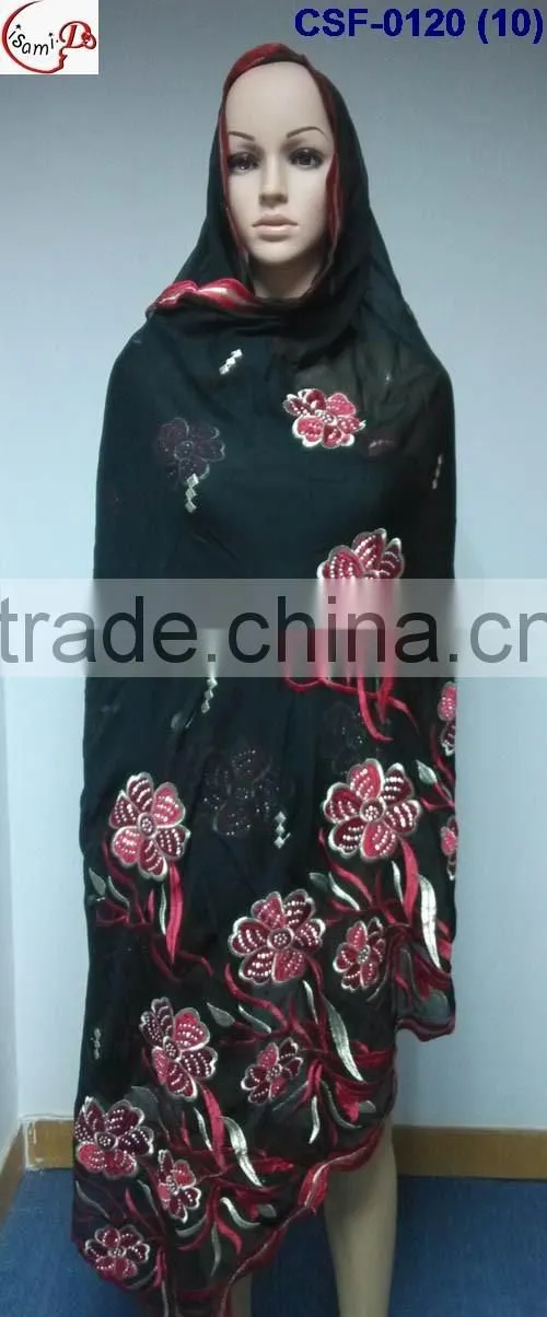 SCF-0120 Latest design nice pattern embroidery soft material high quality fashion women long scarf for clearence sale