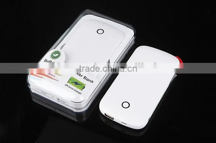 Real 6000mAh ultra slim built in cable custom logo printing dual output 2A fast charging power bank charger