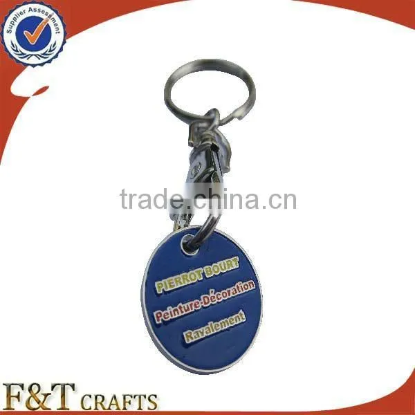 2015 Personalized Cheap Metal Trolley Coin Keyrings with Logo shopping cart