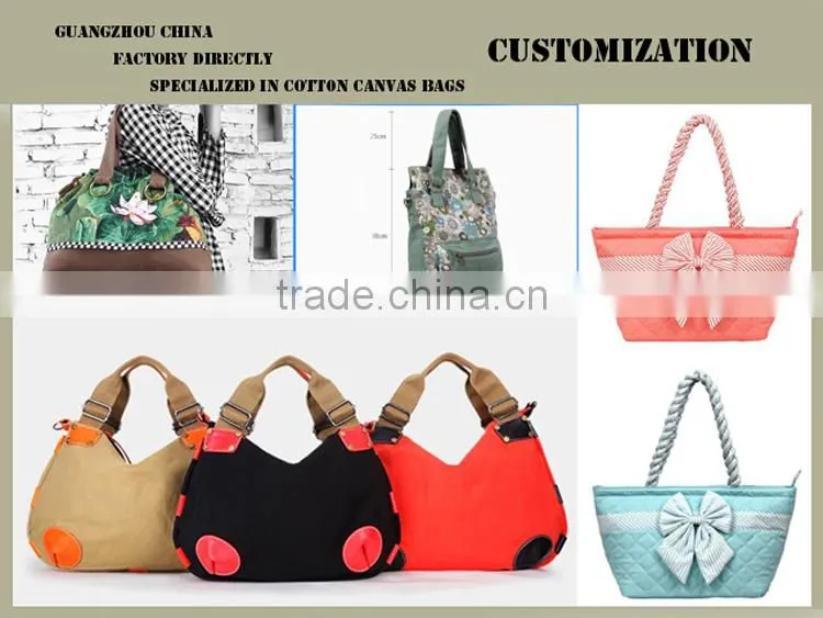 traditional design custom handbag, canvas fabric custom handbag,elegant lady custom handbag