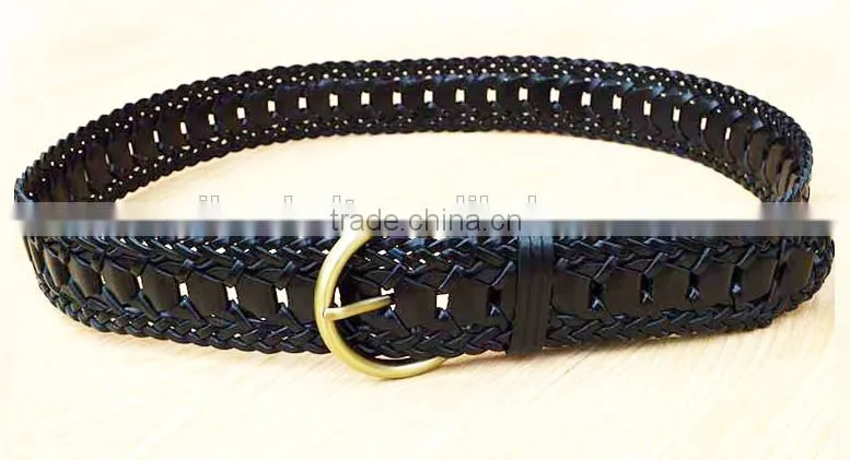 2015 Hot design lady belts Brown fashion braided leather belt