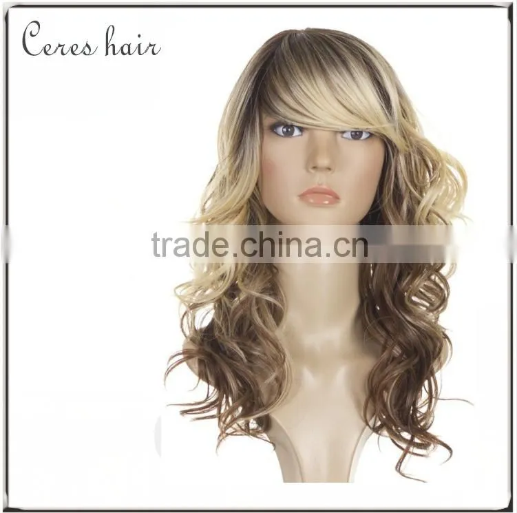 curly wavy wig blonde high temperature synthetic fiber lace front blonde wig