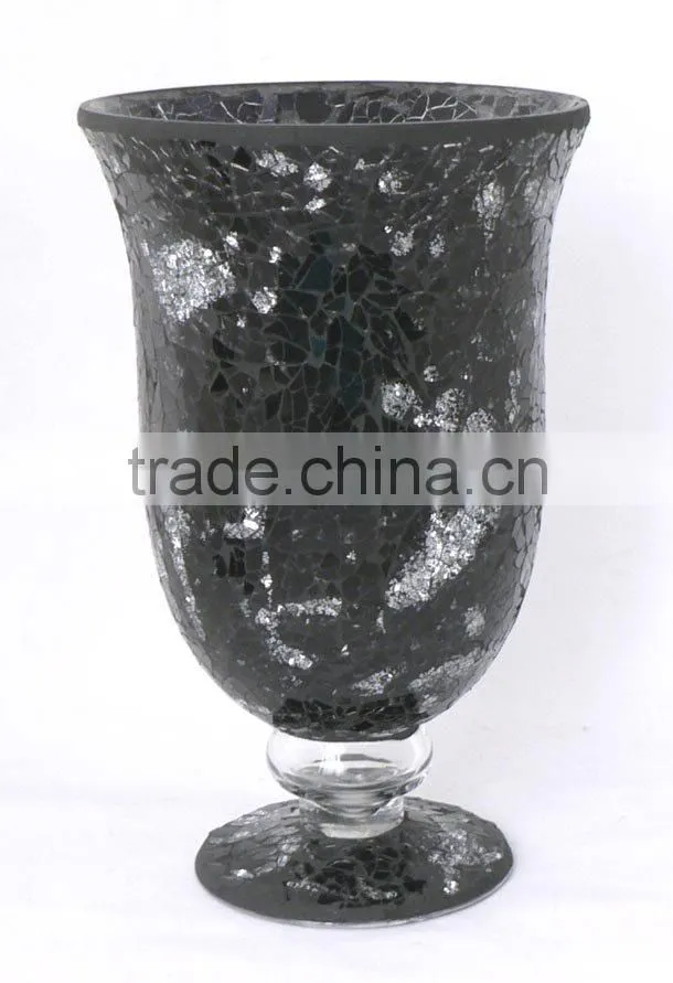 black mosaic vase